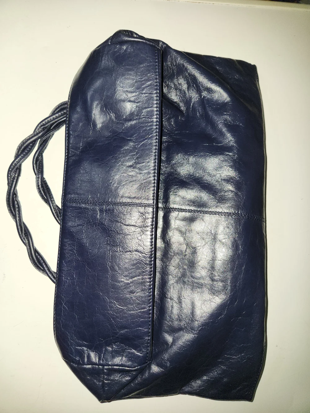 Womans Navy Leather Shoulder Bag - Classic Everyday Carry